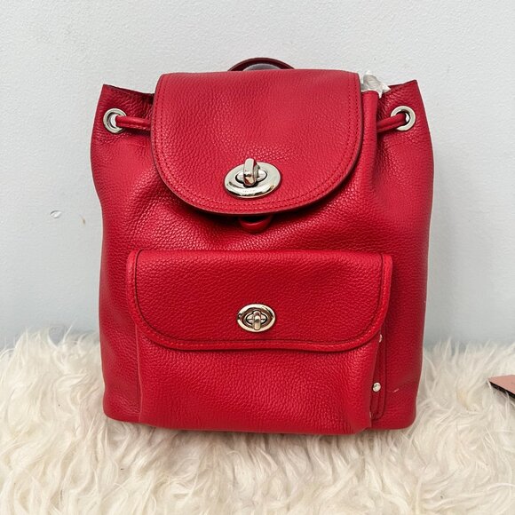 NWT COACH Pebble Leather Turnlock Backpack F37581